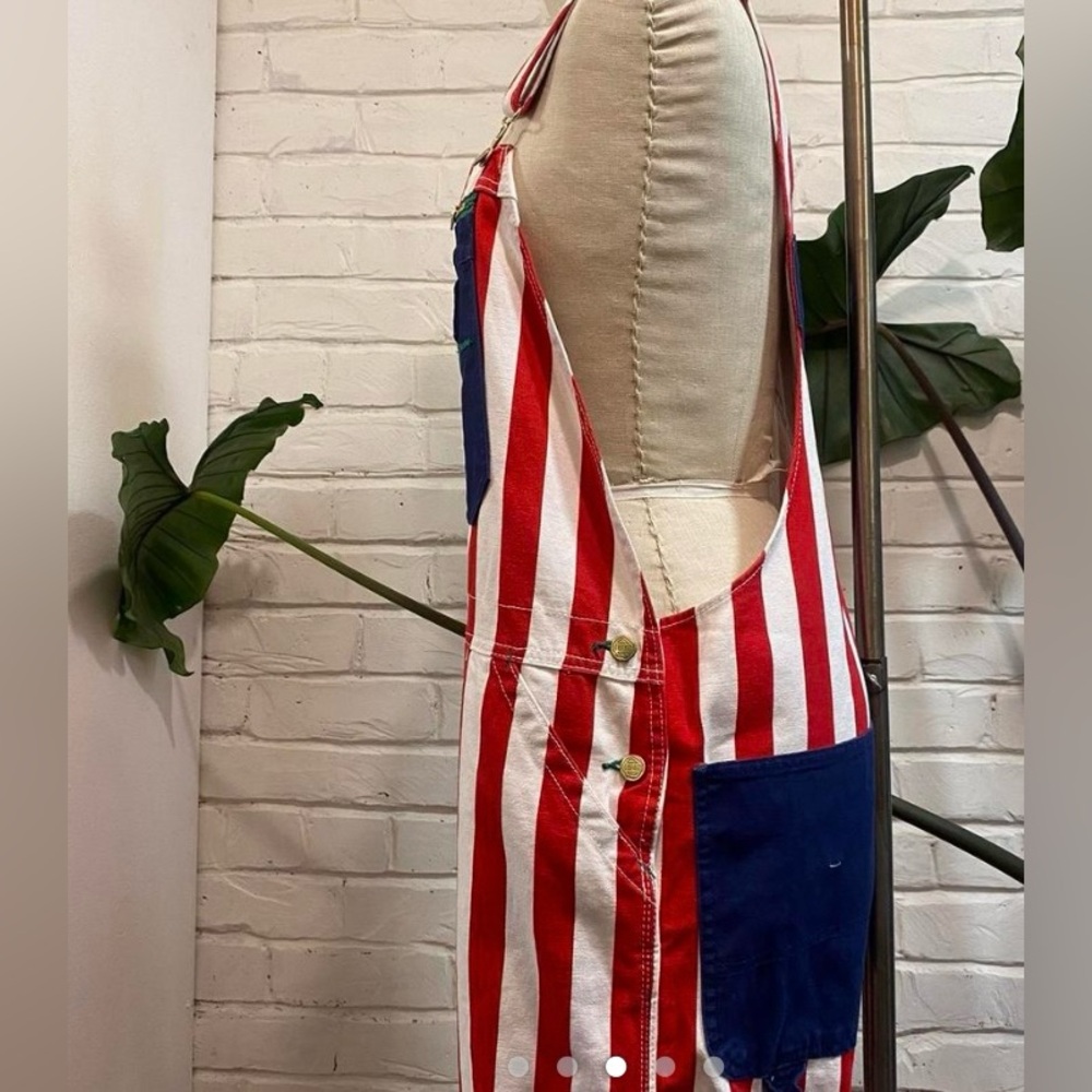Liberty vintage candy cane stripe with Blue pockets overalls - Picture 5 of 6